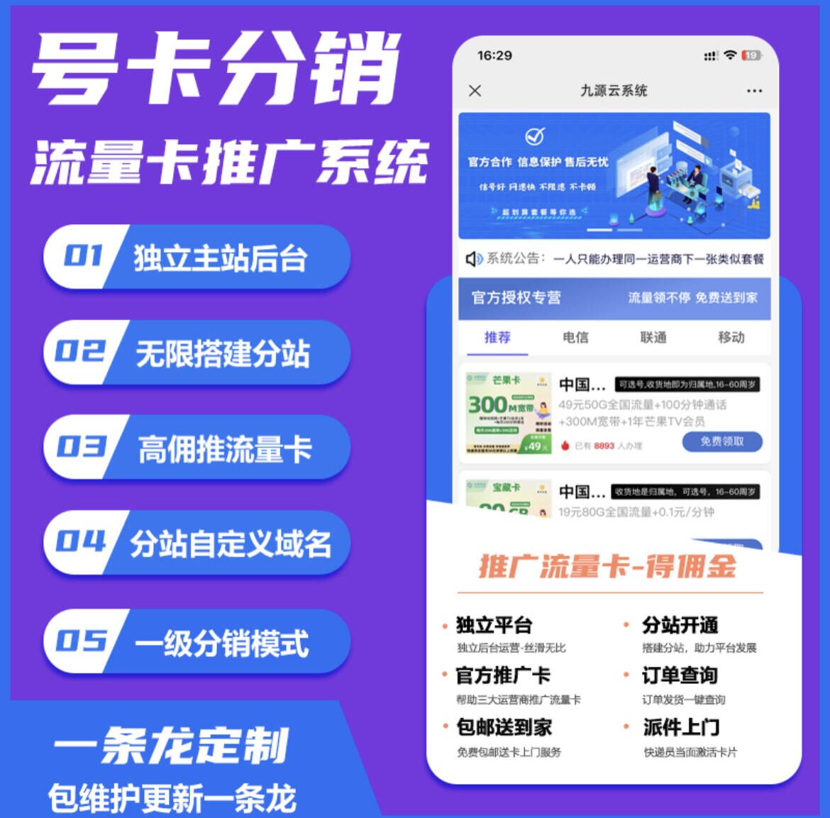 号卡CPS系统运营商直推系统搭建高返佣无限分站-舒阳传媒网
