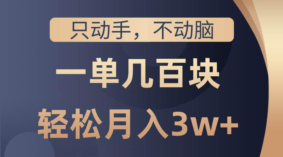 只动手不动脑，一单几百块，轻松月入3w+，看完就能直接操作，详细教程-舒阳传媒网