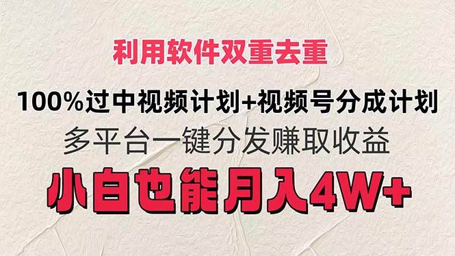 利用软件双重去重，100%过中视频+视频号分成计划小白也可以月入4W+-舒阳传媒网