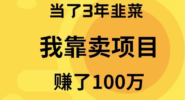 当了3年韭菜，我靠卖项目赚了100万-舒阳传媒网