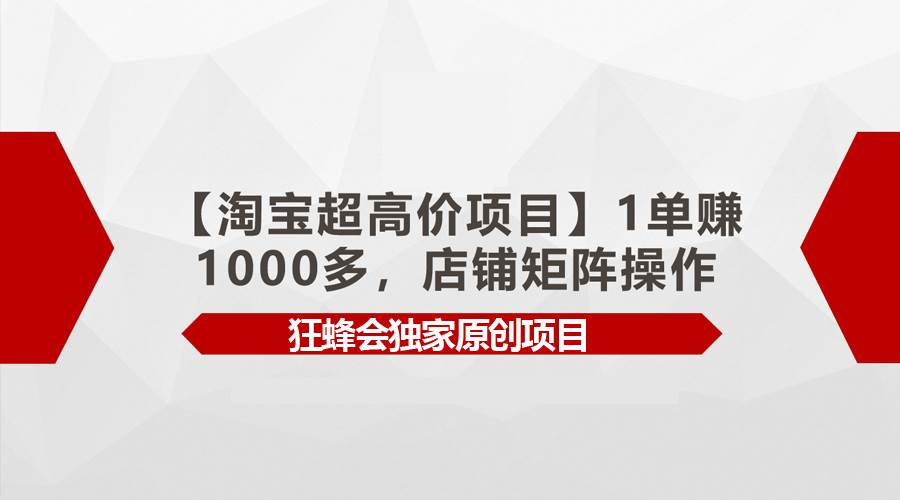 【淘宝超高价项目】1单赚1000多，店铺矩阵操作-舒阳传媒网