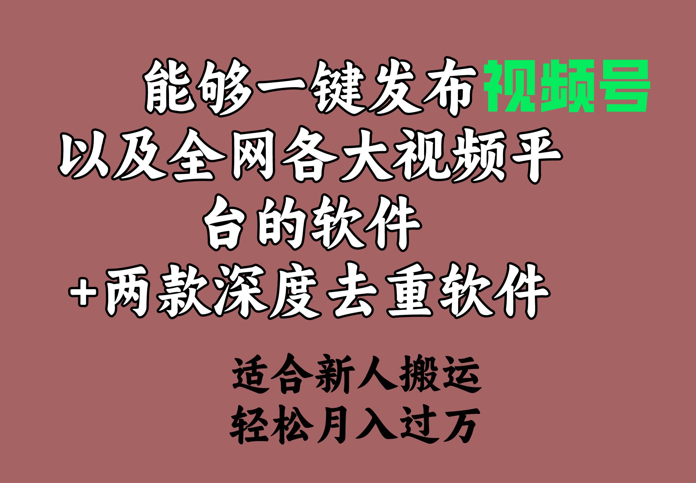 能够一键发布视频号以及全网各大视频平台的软件+两款深度去重软件 适合…-舒阳传媒网