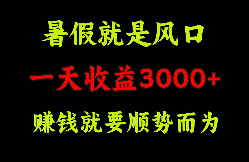 一天收益3000+ 赚钱就是顺势而为，暑假就是风口-舒阳传媒网