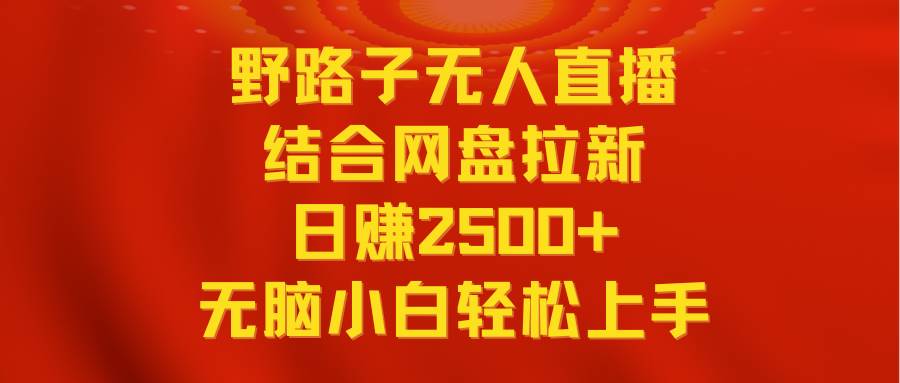 无人直播野路子结合网盘拉新，日赚2500+多平台变现，小白无脑轻松上手操作-舒阳传媒网