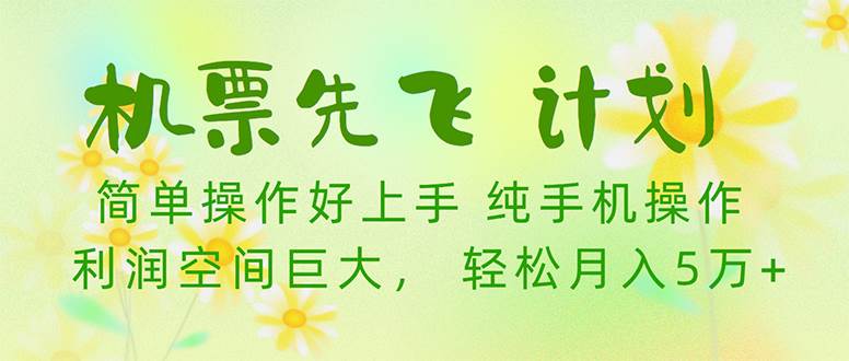 机票先飞计划！里程积分兑换机票售卖赚差价，利润空间巨大，小白月入5万+-舒阳传媒网