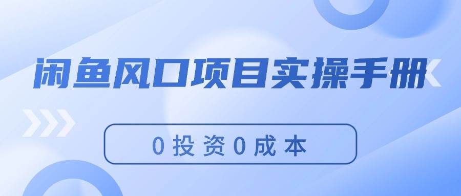 闲鱼风口项目实操手册，0投资0成本，让你做到，月入过万，新手可做-舒阳传媒网
