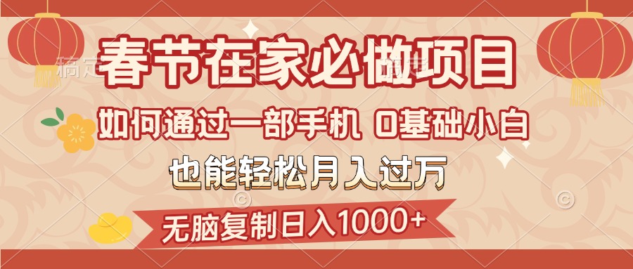春节在家如何通过一部手机，无脑复制日入1000+，0基础小白也能轻松月入过万-舒阳传媒网