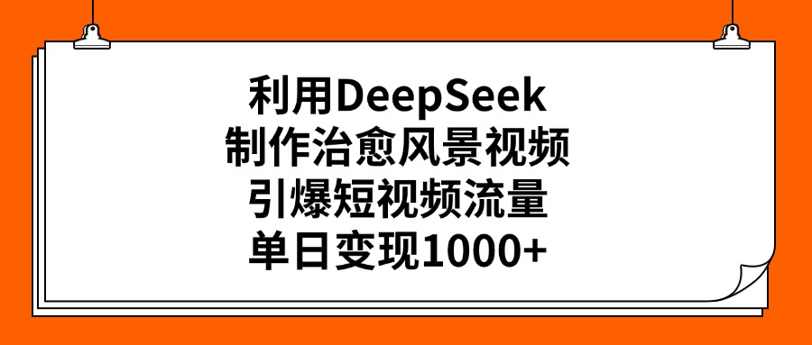 利用DeepSeek制作治愈风景视频，引爆短视频流量，单日变现1000+-舒阳传媒网