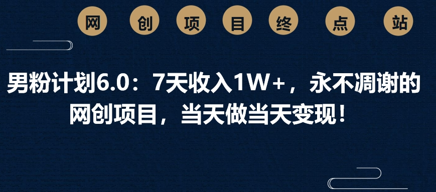 男粉计划6.0：7天收入1W+，永不凋谢的网创项目，当天做当天变现！-舒阳传媒网