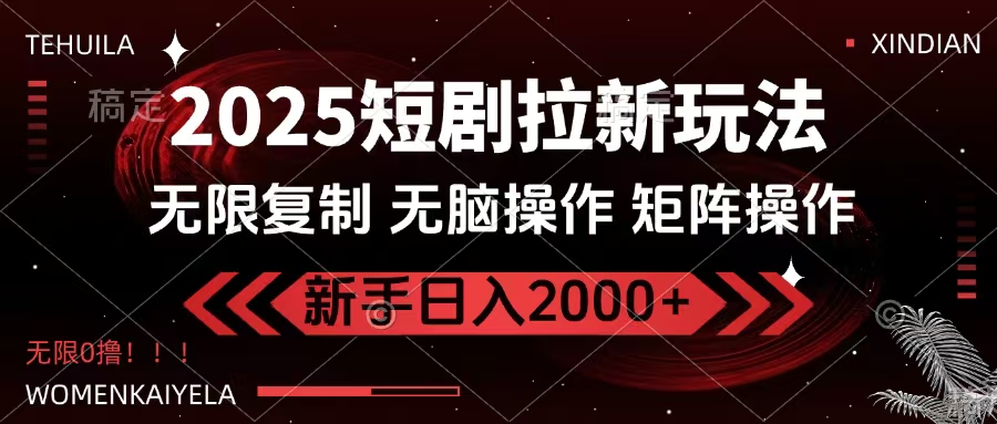 2025短剧拉新玩法，无需注册登录，无限0撸，无脑批量操作日入2000+-舒阳传媒网