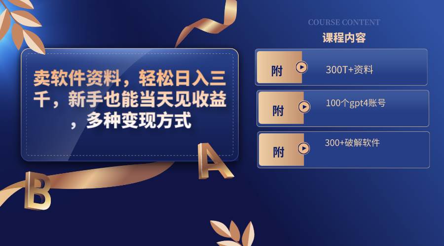 图片[1]-卖软件资料，轻松日入三千，新手也能当天见收益，多种变现方式，（附300T+资料，100个gpt4账号，300+破解软件）-舒阳传媒网