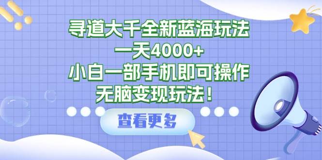 图片[1]-寻道大千全新蓝海玩法，一天4000+，小白一部手机即可操作，无脑变现玩法！-舒阳传媒网