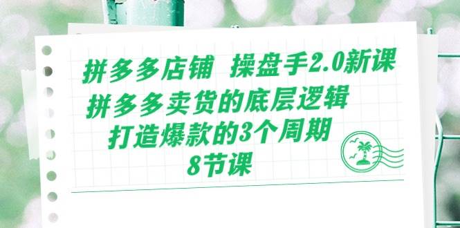 图片[1]-拼多多店铺 操盘手2.0新课，拼多多卖货的底层逻辑，打造爆款的3个周期-8节-舒阳传媒网