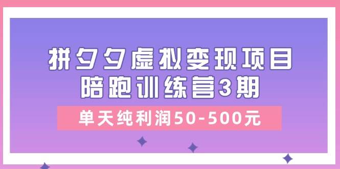 某收费培训《拼夕夕虚拟变现项目陪跑训练营3期》单天纯利润50-500元-舒阳传媒网