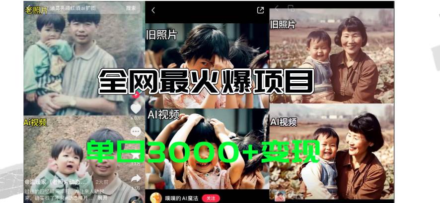 全网爆火的AI让老照片动起来教程，蹭热点日赚3000+，内含免费工具一键…-舒阳传媒网