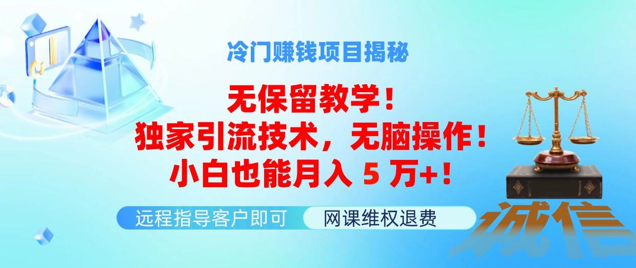 图片[1]-冷门赚钱项目无保留教学！独家引流技术，无脑操作！小白也能月入5万+！-舒阳传媒网