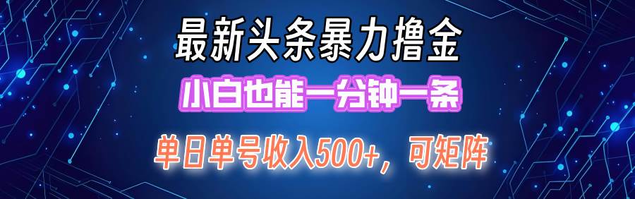 最新暴力头条掘金日入500+，矩阵操作日入2000+ ，小白也能轻松上手！-舒阳传媒网